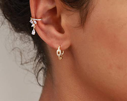Cubic Zirconia Huggie Earrings 14k Gold Plated Tiny Earrings Small Huggie Hoop Earrings Simple Lightweight Hoops Gift for Women - color: small hoop