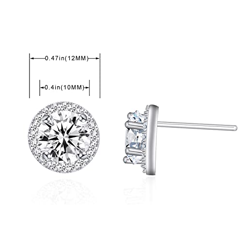 YOQUCOL Bright 8MM,10MM Cubic Zirconia Crystal Stud Earrings Round Pierced Earrings For Women - color: 10MM-White