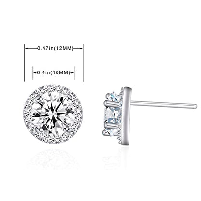 YOQUCOL Bright 8MM,10MM Cubic Zirconia Crystal Stud Earrings Round Pierced Earrings For Women - color: 10MM-White
