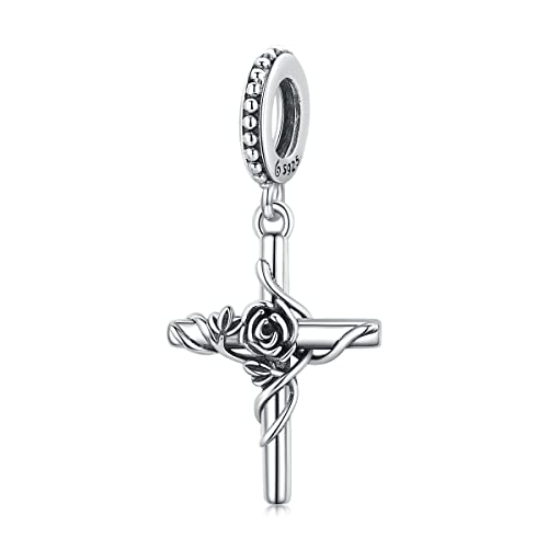 Animal Charms for Bracelets 925 Sterling Silver Bead Charms Bee Butterfly Fox Charm Fits Bracelets and Necklaces Cute Charms for Women - color: Cross