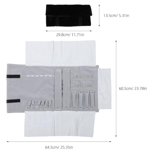 Vaguelly Velvet with Structure and Rollup Roll Multiple Compartments Independent Jewelry Organizer Portable Bag for Necklaces Earrings Travel for Business Trips and Weekend