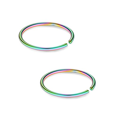 SCERRING 22G Stainless Steel Fake Nose Septum Hoop Rings Lip Helix Cartilage Tragus Ear Ring Piercing 6-10mm - style: 12PCS - 8mm Mix Color