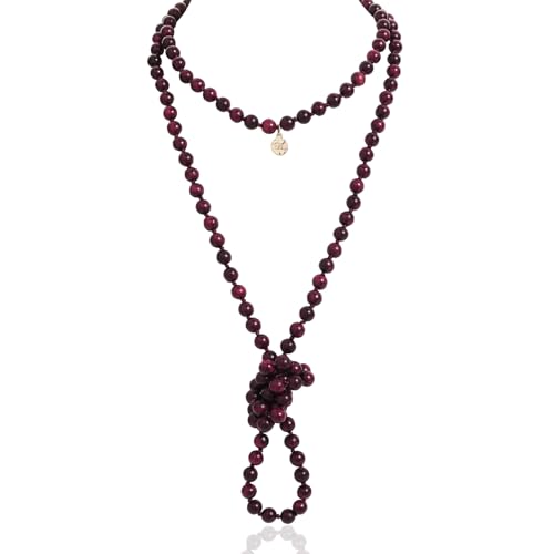 Firstmeet Fashion Natural Round Wood Beads 60'' Long Strand Art Deco Necklace for Women - color: Red XT