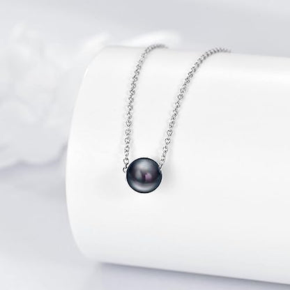 925 Sterling Silver Black Pearl Necklace Choker Jewelry Birthday Gifts for Women - style: Black Pearl