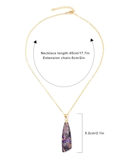 Nature Stone Necklaces for Women Boho Pendant Necklace 18K Gold Chain Necklaces - color: Purple Gold