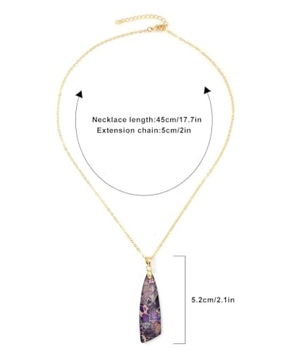 Nature Stone Necklaces for Women Boho Pendant Necklace 18K Gold Chain Necklaces - color: Purple Gold