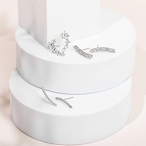 PAVOI 14K Gold Plated Cubic Zirconia Ear Crawler Earrings - Faux Diamond Ear Climber Fashion Earrings for Women - style: Full