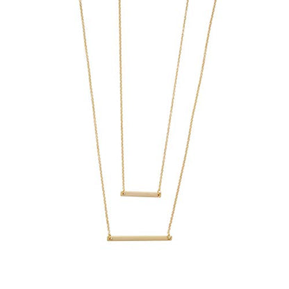 Honeycat Double Layered Bar Necklace in Gold, Rose Gold, and Silver | Minimalist, Delicate Jewelry - color: Gold