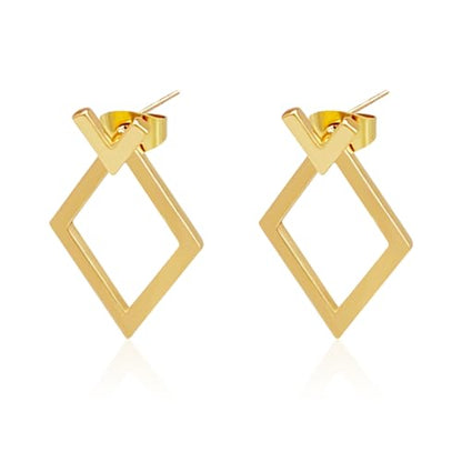 V Shaped Earrings for Women Geometric Ear Jacket Earrings Front & Back Stud Earrings Simple Hypoallergenic 18K Gold Plated Jewelry Gift for Women