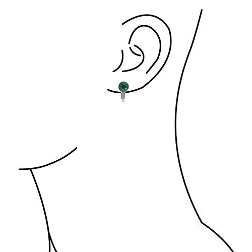 Classic Genuine Birthstone Ball Clip On Earrings .925 Sterling Silver 8MM - color: Green