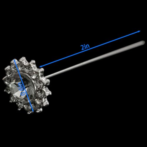 XGNG 24PCS Silver Alloy Diamond Flower Rhinestone Wedding Corsage Bouquet Pins - Round Diamond Crystal Floral Pins for Wedding Bridal Decoration