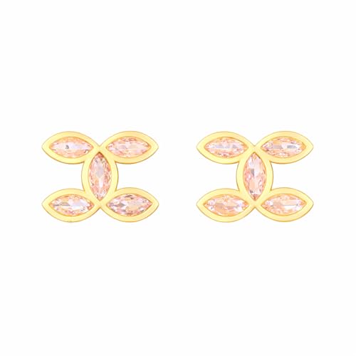 18K Gold Plated Synthetic Zircon Cluster Stud Earrings for Women — Elegant Marquise-Cut Crystal Cross Post Earrings, Hypoallergenic Sparkly Geometric Studs for Weddings, Parties, and Daily Glamour
