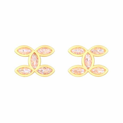 18K Gold Plated Synthetic Zircon Cluster Stud Earrings for Women — Elegant Marquise-Cut Crystal Cross Post Earrings, Hypoallergenic Sparkly Geometric Studs for Weddings, Parties, and Daily Glamour