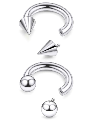 F136 Titanium 20/18/16/14/12/8/4/2g Septum Nose Rings Gauge Earrings Lip Rings Prince Albert Jewelry Internally Threaded Horseshoe Hoop Piercings - size: 8g*14mm