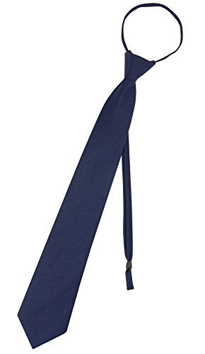 Vesuvio Napoli PreTied Men's Necktie Solid Color Mens Adjustable Zipper Neck Tie - color: Navy Blue