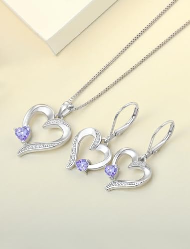 YL Heart Necklace 925 Sterling Silver Love Heart Pendant Birthstone Jewelry for Women - color: 06-alexandrite-Jun