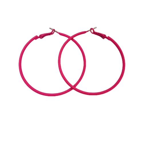 60mm Big Large Hoop Earrings For Women Girls Sensitive Ears Neon Minimalist Retro Round Huggie Hoops 2 Inch Colorful 80s 90s Dangle Hooped Dainty Lightweight Birthday Festival Y2K Party Jewelry Gifts - color: Fuchsia