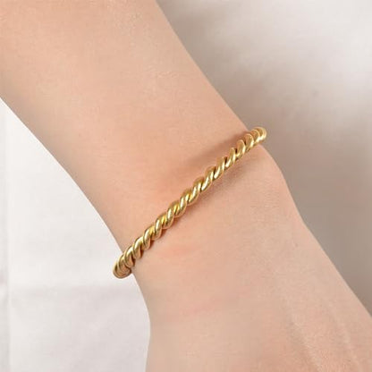 A D. ALLEN & DANMI. 18 K Gold Plated Love Bangle Bracelet Set Flexible Wide Wristband Bangle Bangle Set for Love - color: 2 Sets Rope Bangle