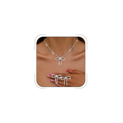 Gold Rhinestone Jewelry Set for Women Crystal Choker Necklaces Drop Earrings Adjustable Bracelet Elegant Prom Bridal Jewelry - color: Silver A