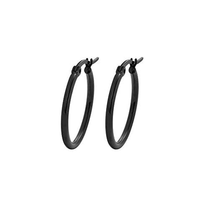 Rounded Hoops Earrings (20mm-60mm Diameter) - color: Black 20mm