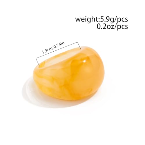 Chunky Transparent Acrylic Ring for Women Candy Color Knuckle Finger Rings Resin Plastic Wide Rings Trendy Y2k Statement Ring Charm Geometric Jewelry Present for Women - color: Yellow