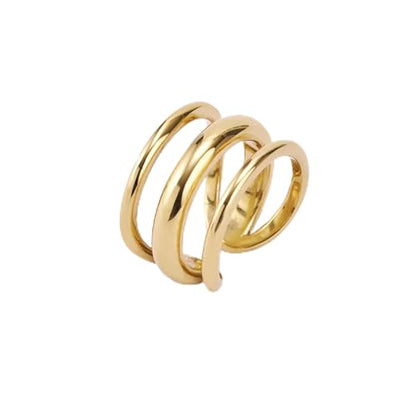 Hey Harper Gold Ring for Women - Gold Plated Stacking Waterproof & Sweatproof Jewerly Ring - Everday Non Tarnish Cute Fashion Circle Rings - style: Triple Layer Ring