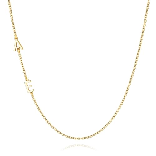 M MOOHAM Sideways Two Initial Necklaces for Women Girls Birthday Gifts | Dainty 14K Gold-Plated, Custom Initial Necklace, Letter Necklace Jewelry, Birthday Gifts for Women Wife Mom Sister Friends - color: initial A & initial E