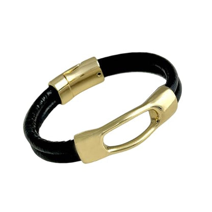 Bracelets for Women Leather Bracelet Multi-Layer Rope Wrap Bangle 14k Gold Plated Cirle Hollow Tube Boho Cuff Bangle Bracelets for Women Gift - style: Double leather bracelet