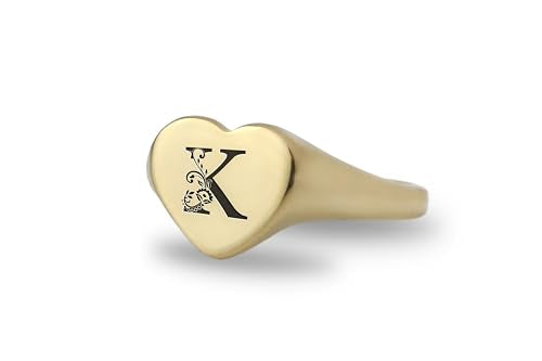 Personalized Initial's Signet Ring - Engraved Name Ring - Heart Shaped Ring - Cute Ring - Perfect For Her