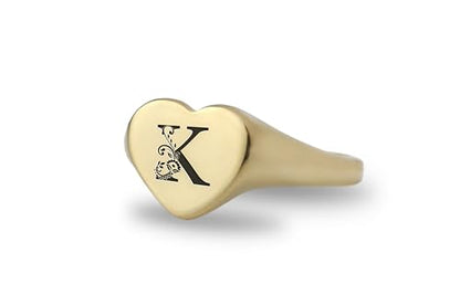 Personalized Initial's Signet Ring - Engraved Name Ring - Heart Shaped Ring - Cute Ring - Perfect For Her