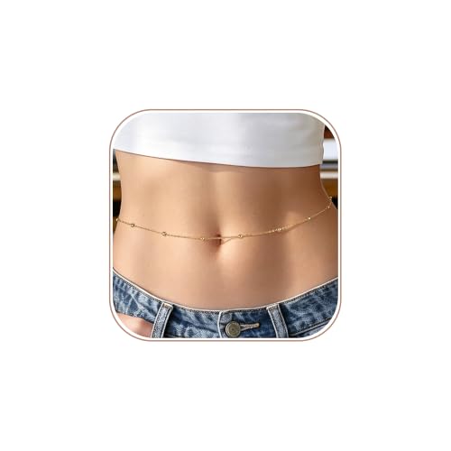 JINEAR 14K Gold Plated Waist Chain for Women Body Chain Belly Chains | Dainty Bead Chains Waterproof Summer Beach Bikini Accessories Gold Jewelry Belt Festival Outfits for Women - color: Gold Ball Body Chains