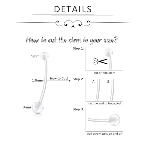 D.Bella 14G Pregnancy Belly Button Rings with Replacement Balls Flexible Bioplast Sport Maternity Belly Ring Retainer for Women Navel Piercing Retainer 1 1/2Inch (38mm) - color: Style D