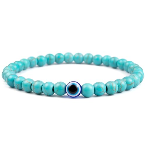 Evil Eye Bracelet 6mm Boho Beaded Bracelets for Men Gift for Birthday/Anniversary/Christmas - color: A04 Turquoise, size: X-Large