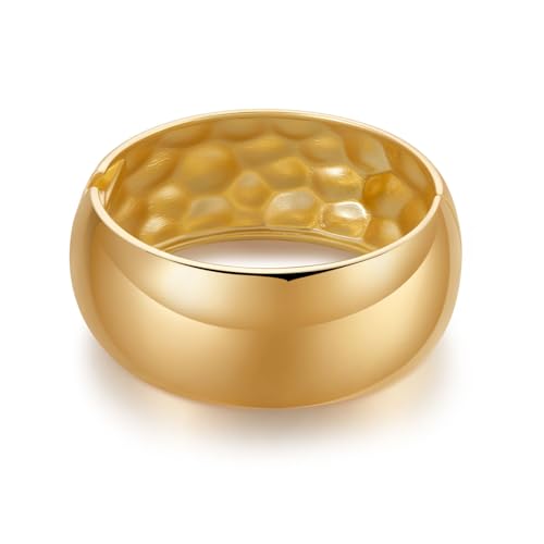 YBMYCM Chunky Gold Cuff Bangle Bracelets for Women Wide Gold Bangle Hammered Open Wrist Cuff Bracelets Wrap Bracelet - style: D-Gold