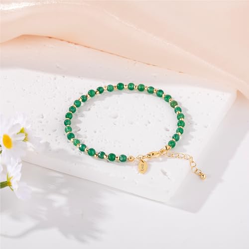 Inspirational Gifts Healing Natural Stone Bracelets for Women Anxiety Stress Relief Bracelet Handmade Jewelry for Friends Sister, Christmas Stocking Stuffers Thanksgiving Basket - color: Green-Luck