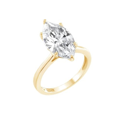DIAMONBLISS Marilyn Monroe 10-Carat Big Solitaire Ring For Women | 14K Gold Plated 925 Sterling Silver Glamorous Cocktail Ring | 100 Facet Cubic Zirconia CZ Simulated Diamond - style: Marquise 10 Carats