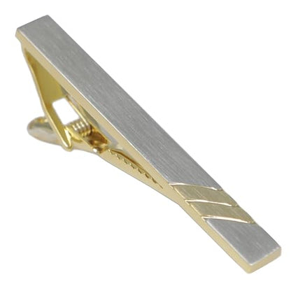 Classic Silver And Gold Bi-tone Plating Tie Clips With Gift Box Men Fashion Tie bar - style: Stripe