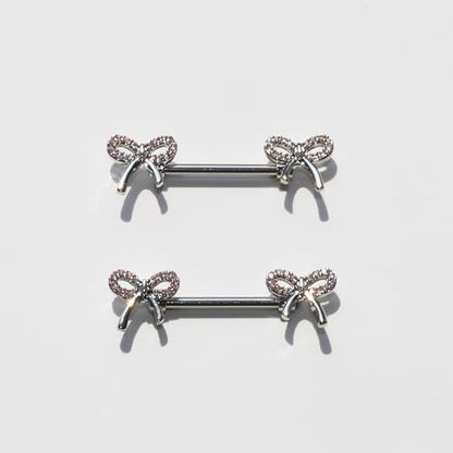 BSJ4U Nipple Piercing Jewelry 14G Stainless Steel Nipple Rings for Women Heart Butterfly Flower Bow Nipple Barbells - color: Pink CZ Nipple Piercing Jewelry