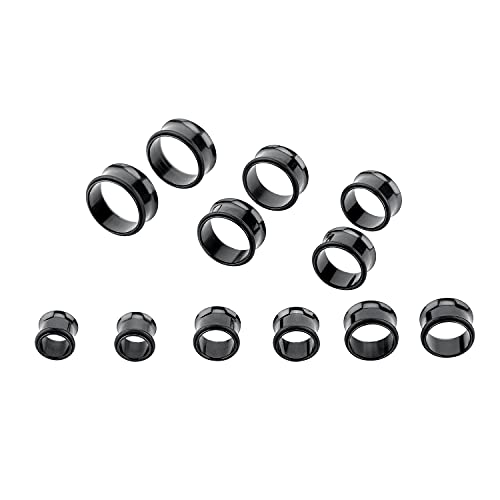24PC Ear Gauge Stretching Kit Acrylic Tapers and Surgical Steel Tunnels Plugs 00G-20MM Gauge Stretching Kit - color: NG-Black