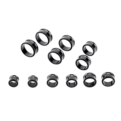 24PC Ear Gauge Stretching Kit Acrylic Tapers and Surgical Steel Tunnels Plugs 00G-20MM Gauge Stretching Kit - color: NG-Black