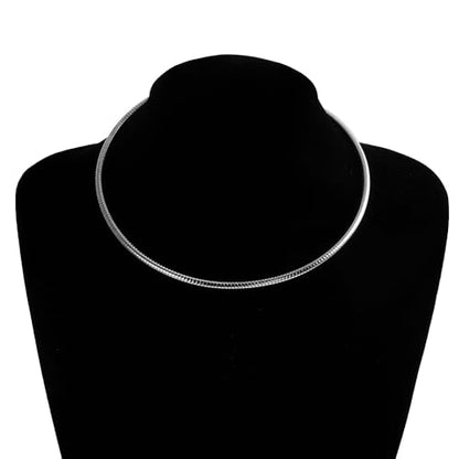 Stainless Steel Collar Necklace for Women Men Minimalist Open Cuff Clavicle Necklace Adjustable African Geometric Metal Choker Statement Jewelry Gifts - color: Silver