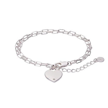 ALEX AND ANI Heart Charm Double Paperclip Chain Braclet - color: Silver