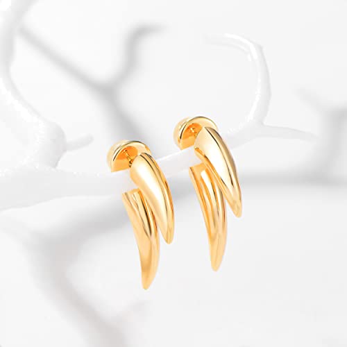 LOYATA Spike Earrings Gold Huggie Hoop Diamond Cubic Zirconia 14K Gold Plated Dainty Small Simple Hypoallergenic Geometric Jewelry Gift for Women - color: ED510
