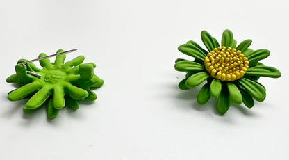 6 Pcs Daisy Flower Brooches, Sunflower Lapel Pins, Sun Flower Brooches, Floral Lapel Pins for Women Fashion Jewelry Accessories - color: Green