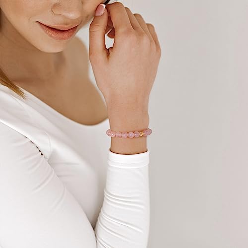 Healing Bracelet For Women Anxiety Beaded Bracelets Jewelry Healing Stone Crystal Bracelet Stress Relief Yoga Beads Chakra Bracelets Gifts For Women pink - color: Rose Quartz