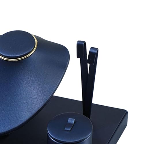Colaxi Jewelry Display Set Earring Stand Multiple Combination Necklace Bust Holder Showcase for Gift Vanity Bedroom Collection Woman, Dark Blue - color: Dark Blue