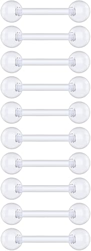 Plastic Tongue Rings For Surgery - Clear Plastic Tongue Rings For Work - Hypoallergenic Straight Barbell Bioflex Ring Piercing Jewelry - Clear Industrial Piercing Jewelry - color: 14G - 8mm (5/16)