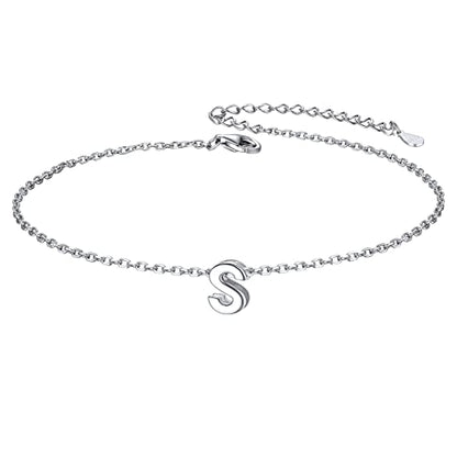 ChicSilver Initial Bracelet for Women 925 Sterling Silver Letter Initial Bracelet Dainty Personalized 26 Alphabet Jewelry Gifts for Birthday Anniversary Wedding - style: S