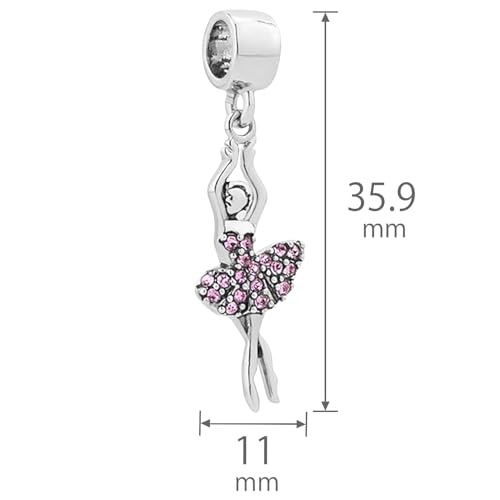 NARTGO Sparkling Dancing Women with Colorful Birthstone Charm Compatible with Pandora Bracelets Birthday Mother's Day Christmas Jewelry Gifts - color: February Purple