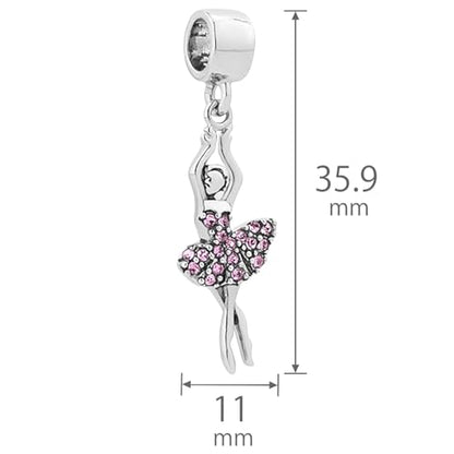 NARTGO Sparkling Dancing Women with Colorful Birthstone Charm Compatible with Pandora Bracelets Birthday Mother's Day Christmas Jewelry Gifts - color: February Purple